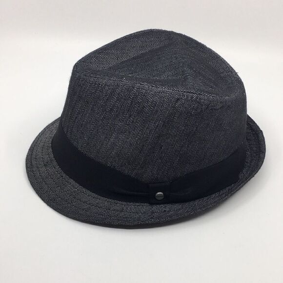 All American Stetson fedora hat black and gray chevron polyester Sz Small/Medium - Picture 15 of 16